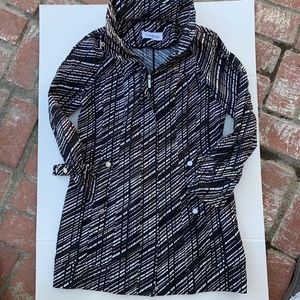 Calvin Klein Black and White Patterned Coat - Sm